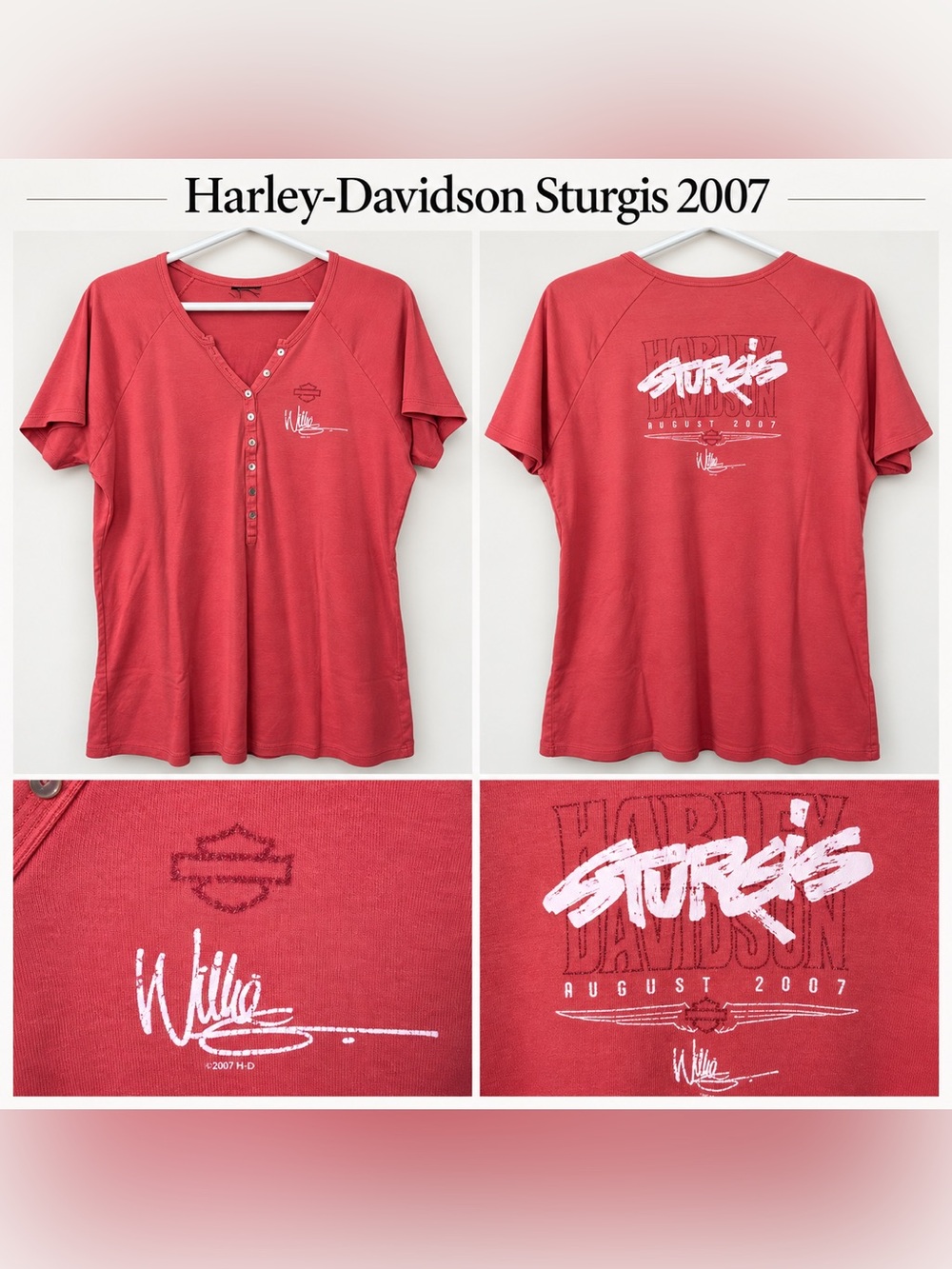 Harley-Davidson 2007 Sturgis Willie G Red Henley Tee - XL